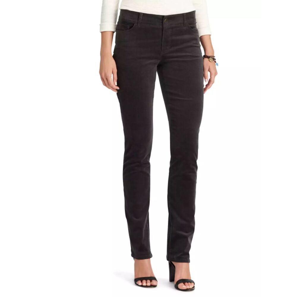 Chaps Women's Dark Grey Corduroy Midrise Straight Leg Pant Jeans size 6